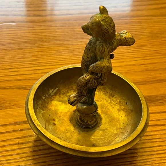 Vintage Bronze Dancing Bear Circus Figurine Trinket Dish Brass Valet Cigar Rest - Picture 7 of 17